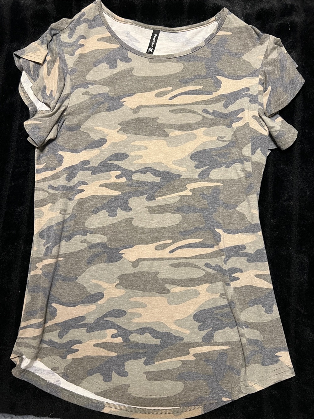 Camouflage Flutter Sleeve Tee - Camo Green